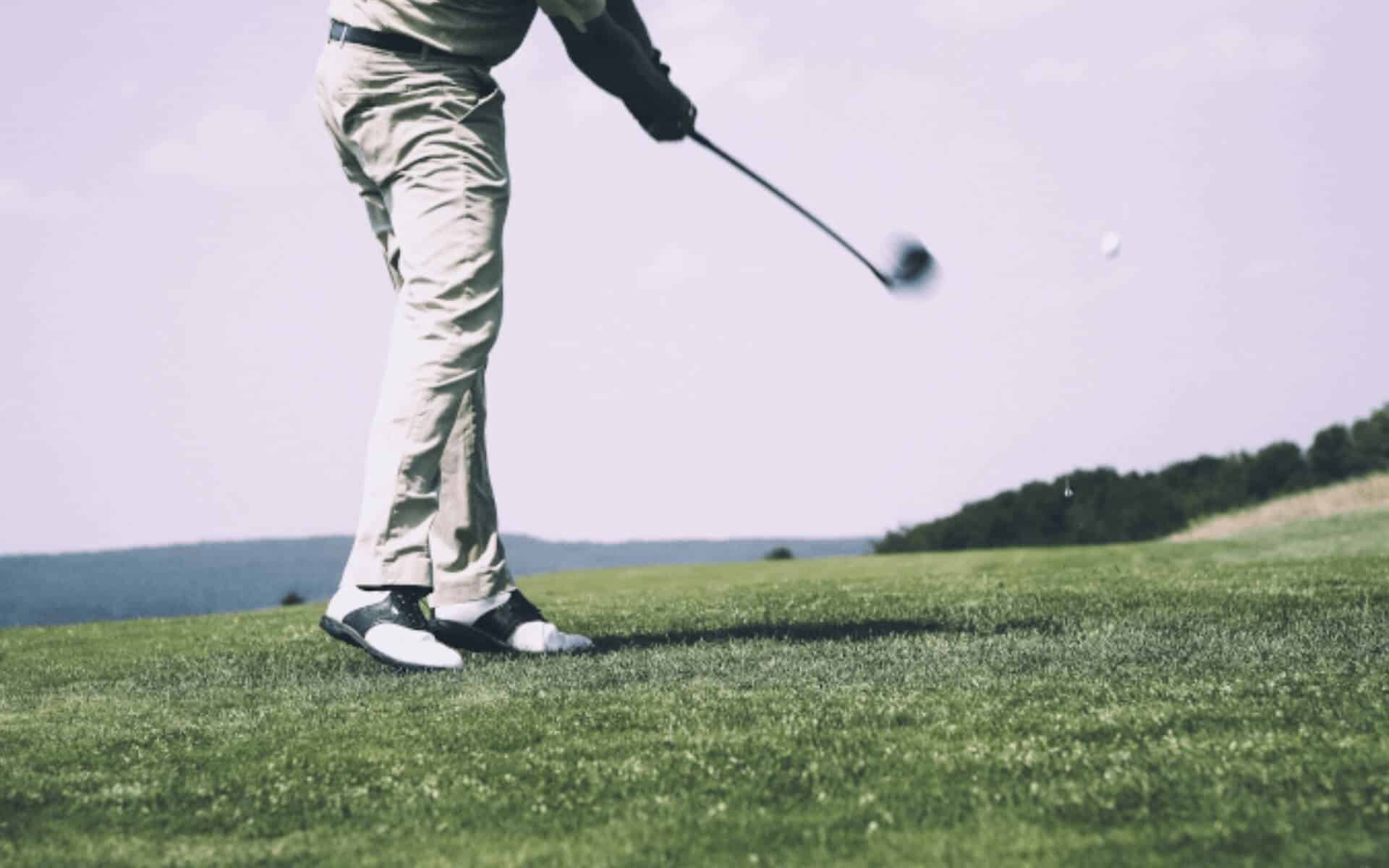 Golf driving from the tee close-up